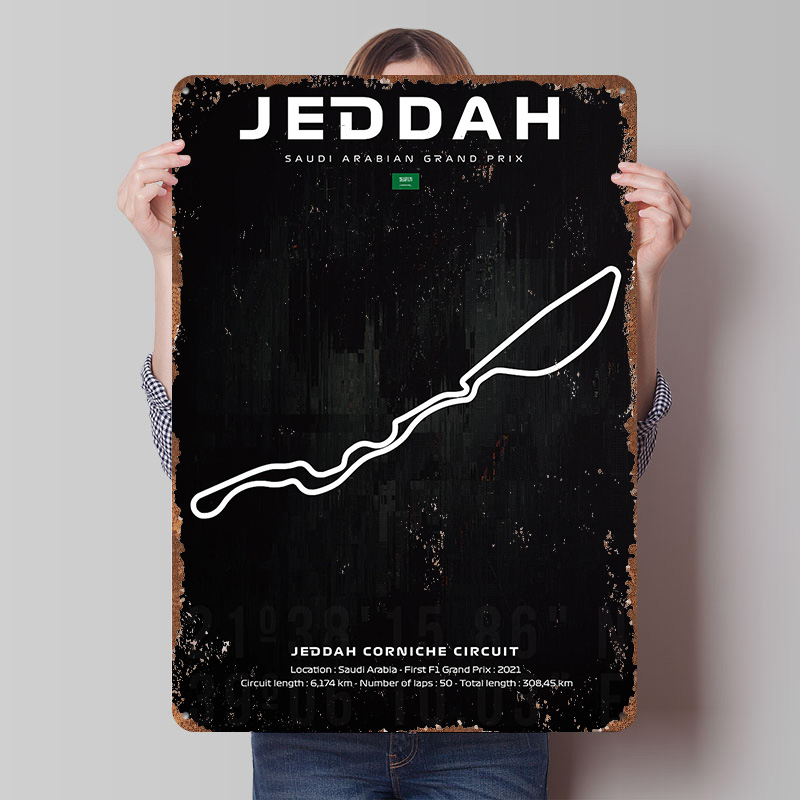 Jeddah Circuit Map Poster Aang - Custom Map Poster recensie en prijs